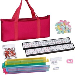 Red Mahjong Set with Carrying Case
